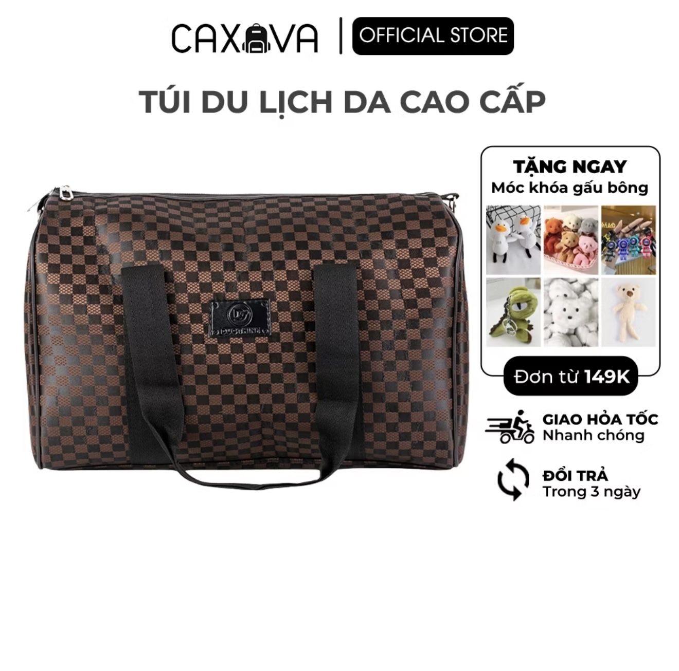 Túi xách tay da unisex CAXAVA đựng đồ du lịch, thể thao, tập gym, yoga chống nước - T016