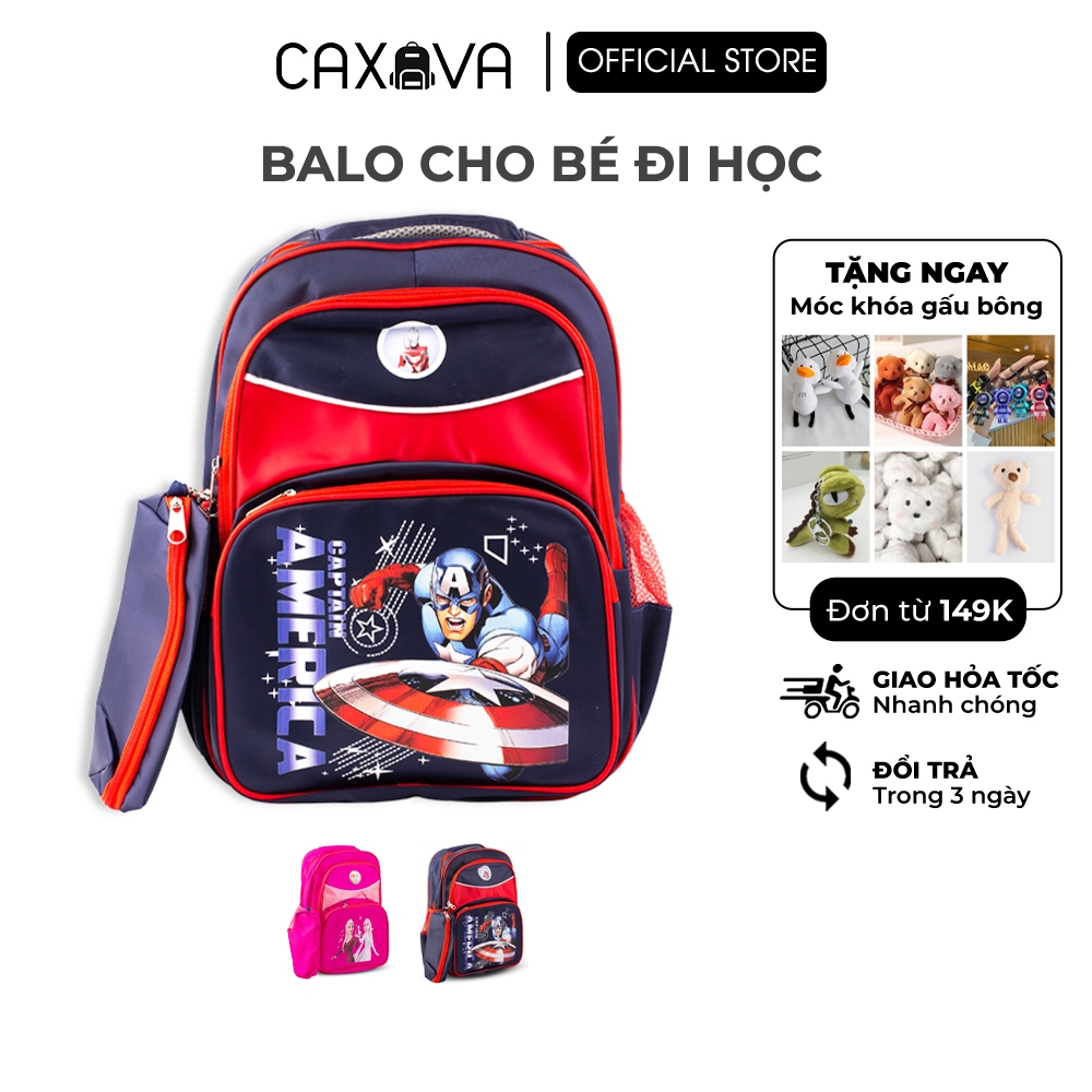 Balo đi học cho bé kèm túi đựng bút CAXAVA cặp sách gọn nhẹ nhiều ngăn tiện lợi - TE005